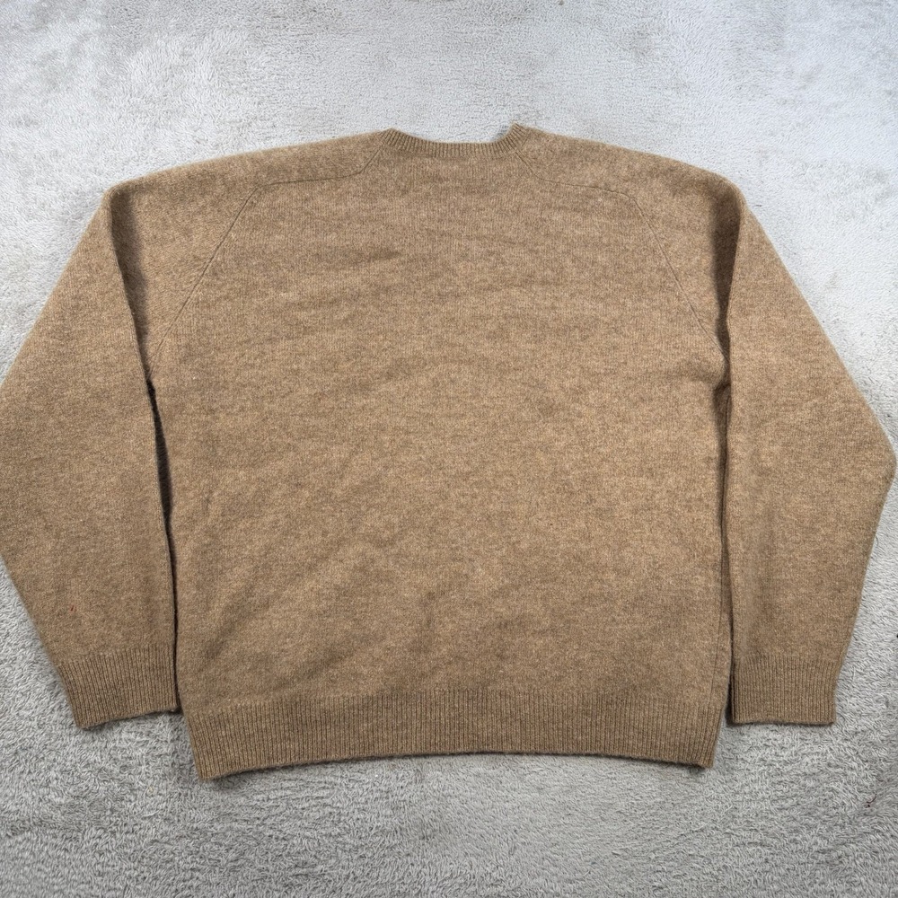 J Crew Sweater Mens 2XL Brown Tan 100% Lambswool V-Neck Pullover Soft - Picture 5 of 6